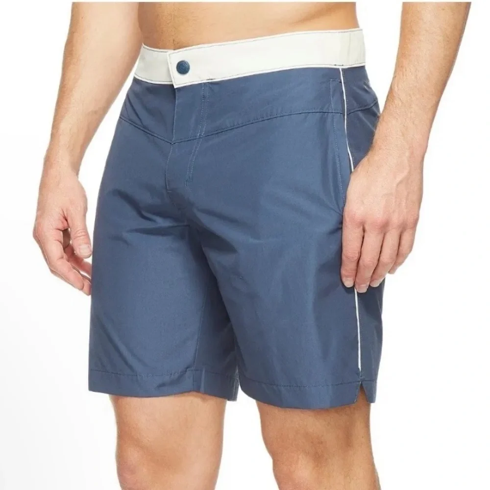Men`s Columbia Lakedale Cove Blue‎ and Cream Board Shorts Zinc Stone Sz 34